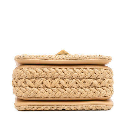 Valentino Small Raffia One Stud Crossbody