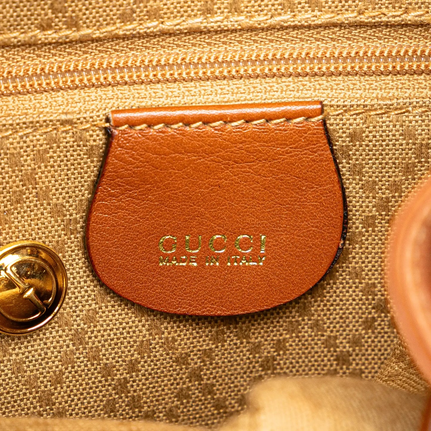 Gucci Leather Bamboo Drawstring Backpack