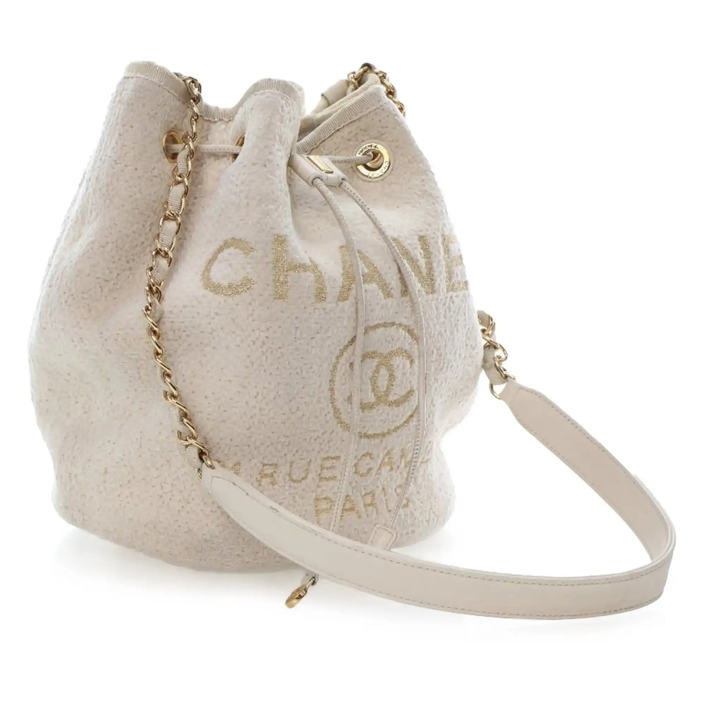Chanel Small Tweed Deauville Drawstring Bucket Bag