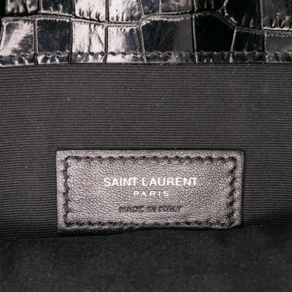 Saint Laurent Croc Embossed Patent Leather Uptown Pouch