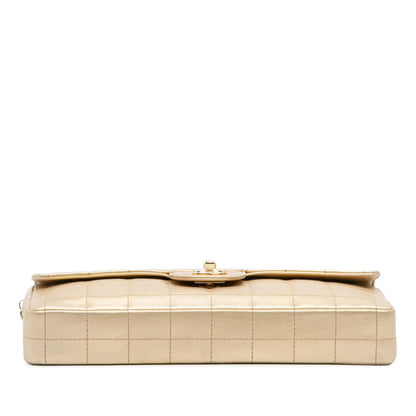 Chanel CC Metallic Lambskin Choco Bar East West Flap