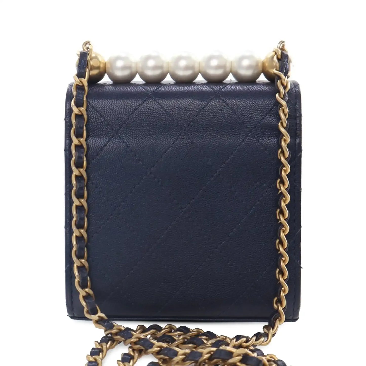 Chanel Mini Goatskin Chic Pearls Clutch On Chain