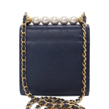 Chanel Mini Goatskin Chic Pearls Clutch On Chain