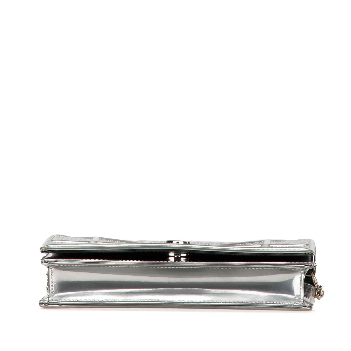 Dior Metallic Patent Microcannage Diorama Wallet on Chain
