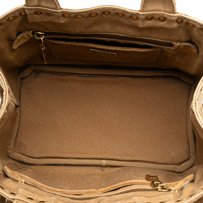Prada Canvas and Suede Fringed Canapa Handbag