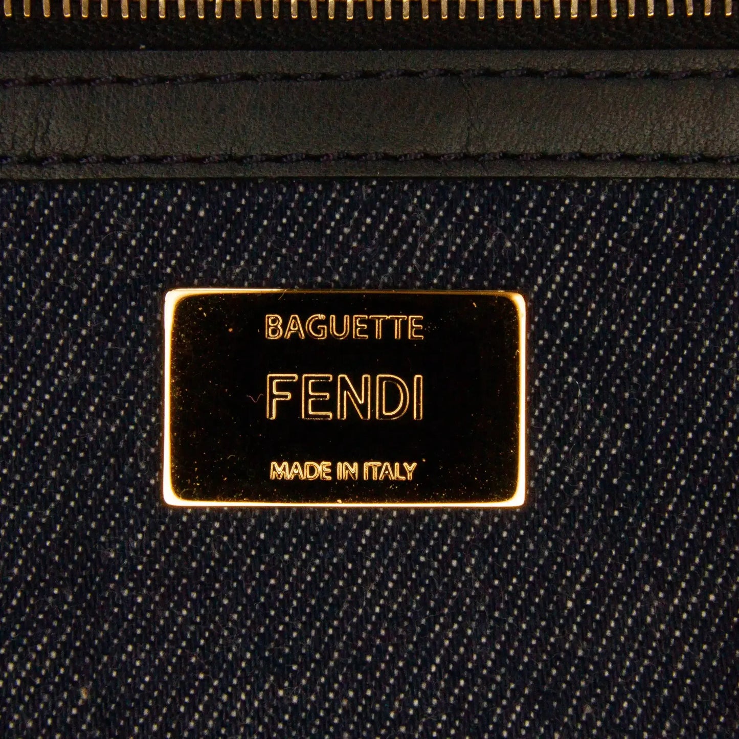Fendi Large Denim Baguette Satchel