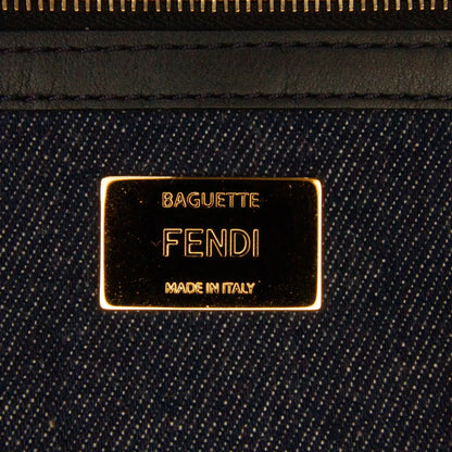 Fendi Large Denim Baguette Satchel