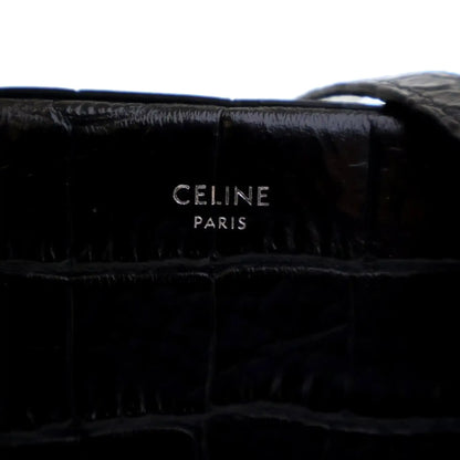 Celine Croc Embossed Leather Horizontal Phone Pouch Crossbody