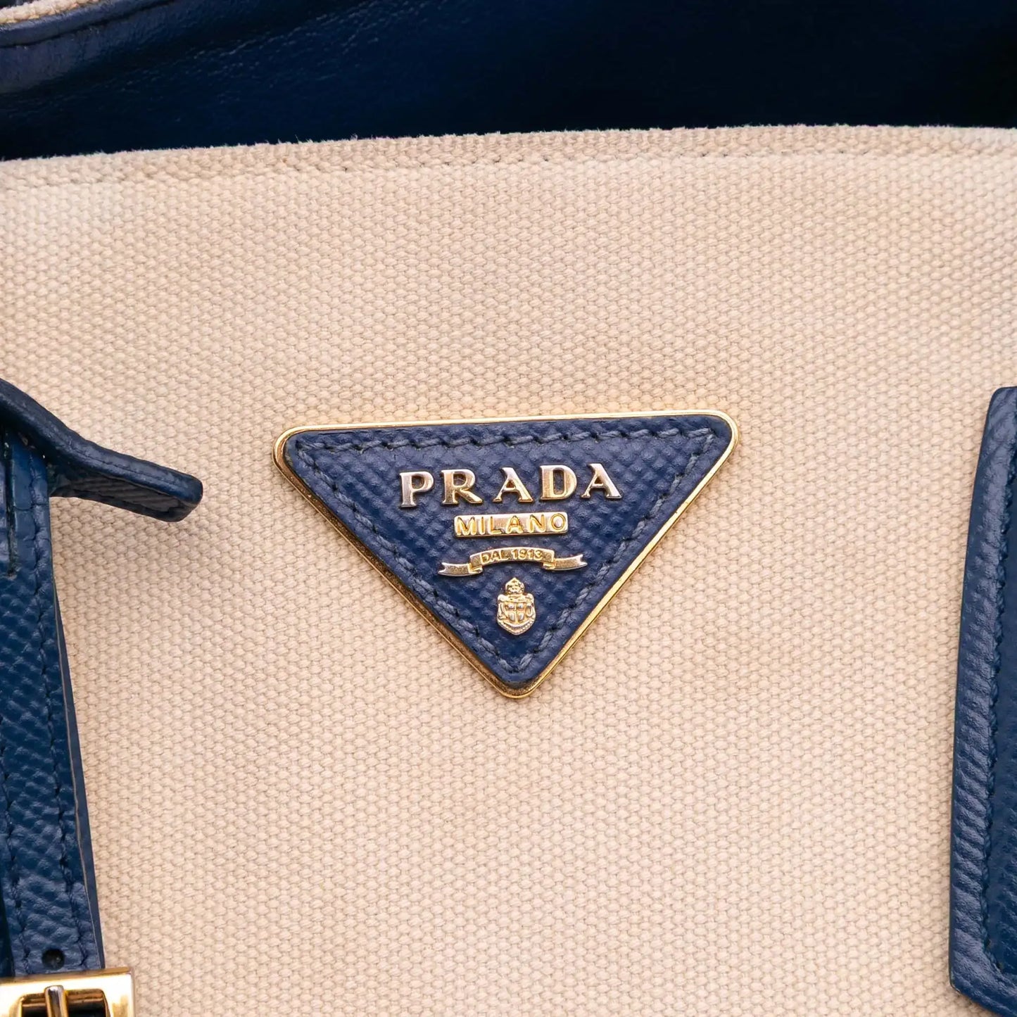 Prada Large Canapa and Saffiano Double Satchel