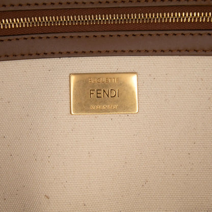 Fendi Zucca Canvas Embroidered Baguette Satchel