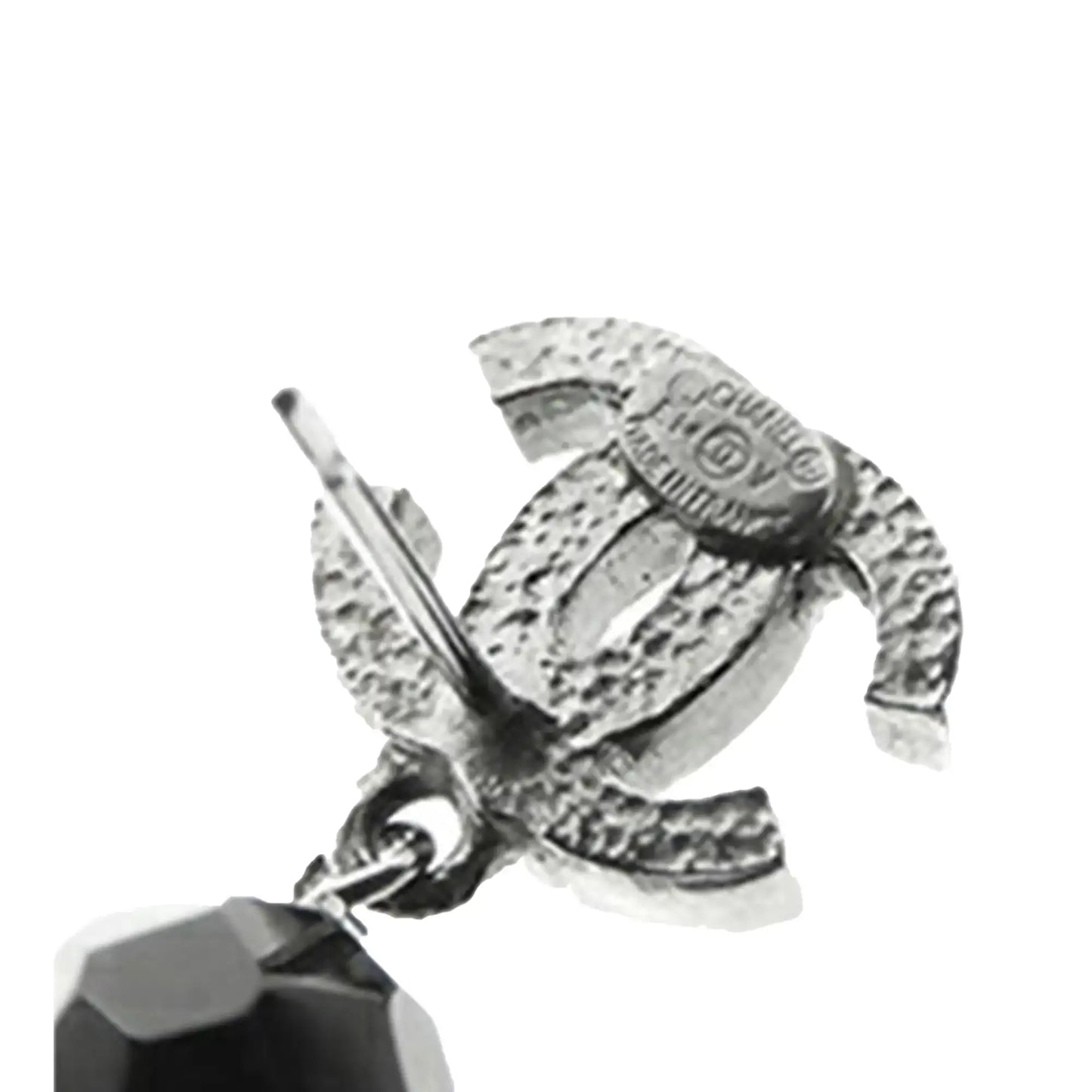 Chanel CC Silver Plated Bead Drop Push Back Earrings