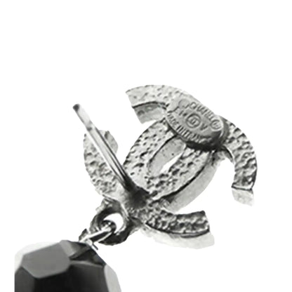 Chanel CC Silver Plated Bead Drop Push Back Earrings