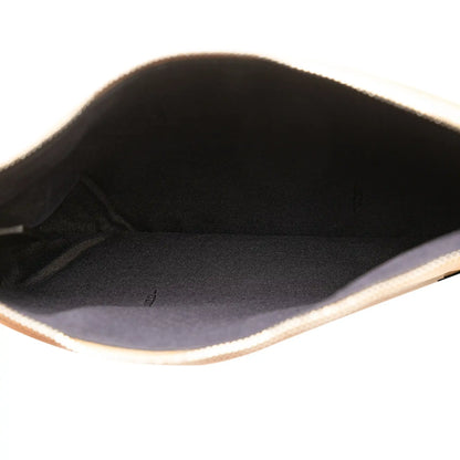 Fendi Zucca Leather and Raffia Triplette Clutch