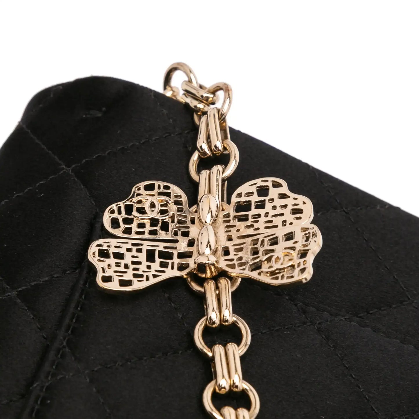Chanel CC Quilted Satin Butterfly Chain Clutch