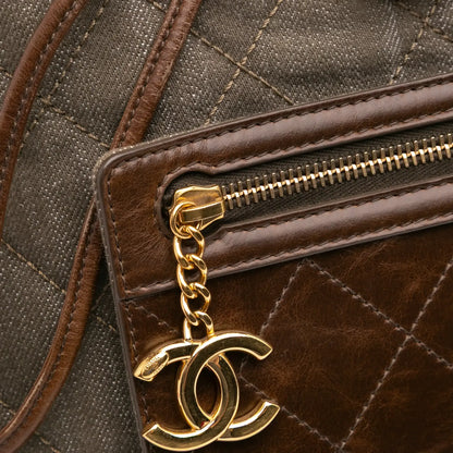 Chanel CC Quilted Denim and Calfskin Backpack
