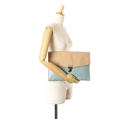Prada Bicolor Saffiano Envelope Pushlock Clutch