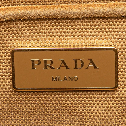 Prada Canvas and Suede Fringed Canapa Handbag