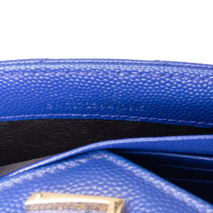 Saint Laurent Grain De Poudre Matelasse Chevron Monogram Flap Wallet