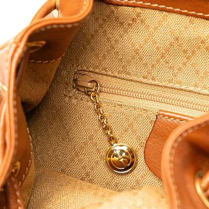 Gucci Leather Bamboo Drawstring Backpack