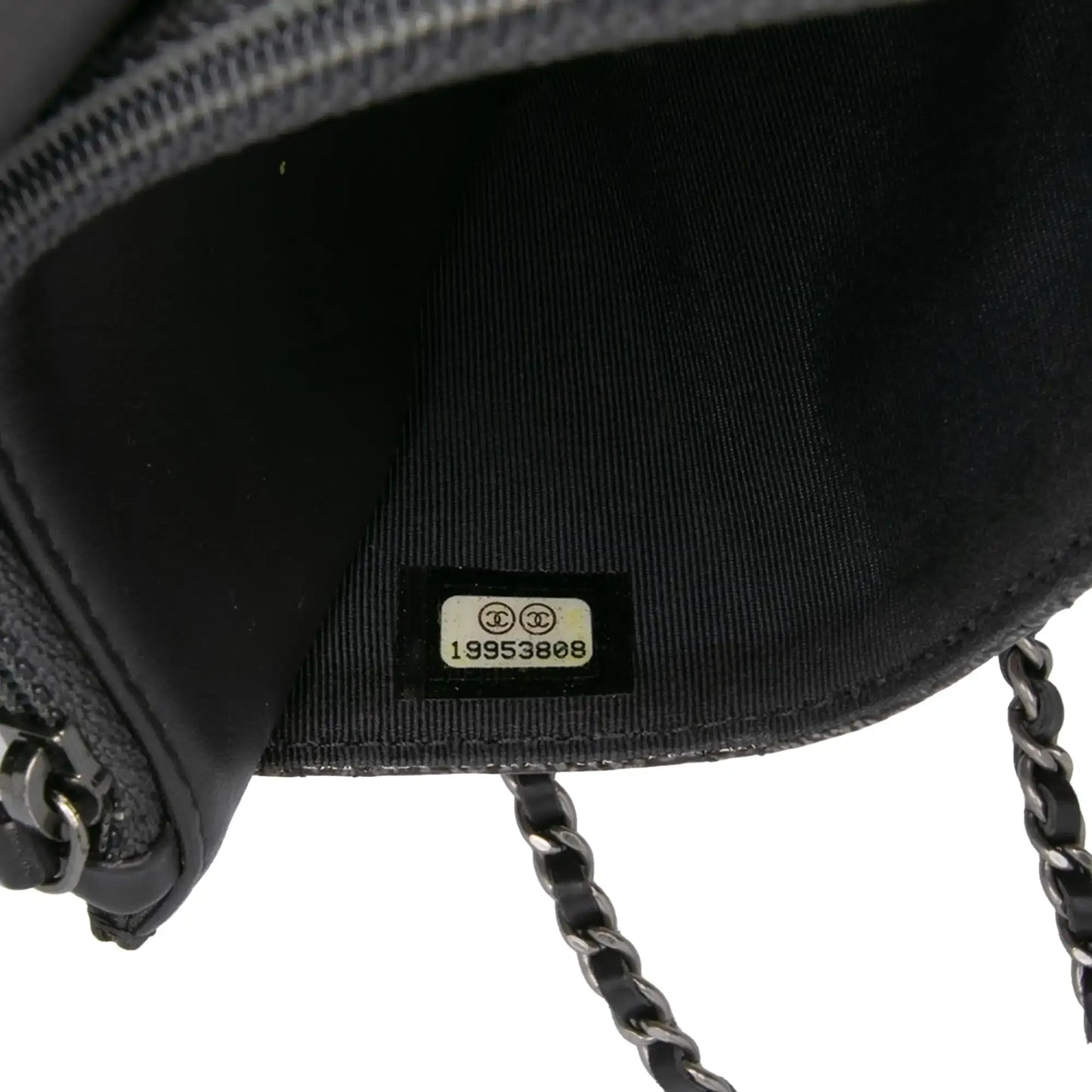 Chanel CC Quilted Shiny Crumpled Calfskin Wallet on Chain