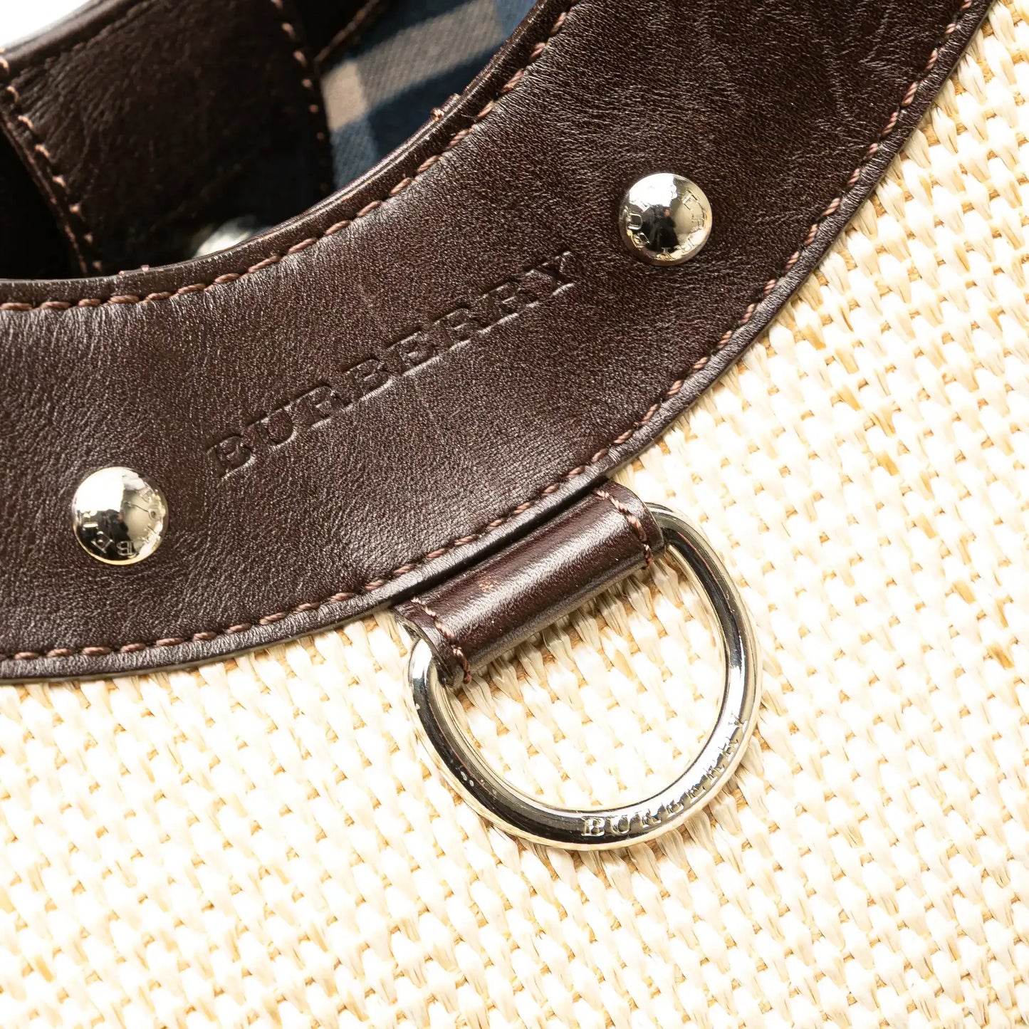 Burberry Straw and Leather Shoulder Bag