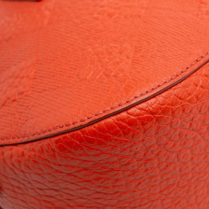 Burberry Small Heritage Grain Check Embossed Leather Orchard Bowling Bag