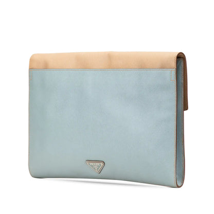 Prada Bicolor Saffiano Envelope Pushlock Clutch