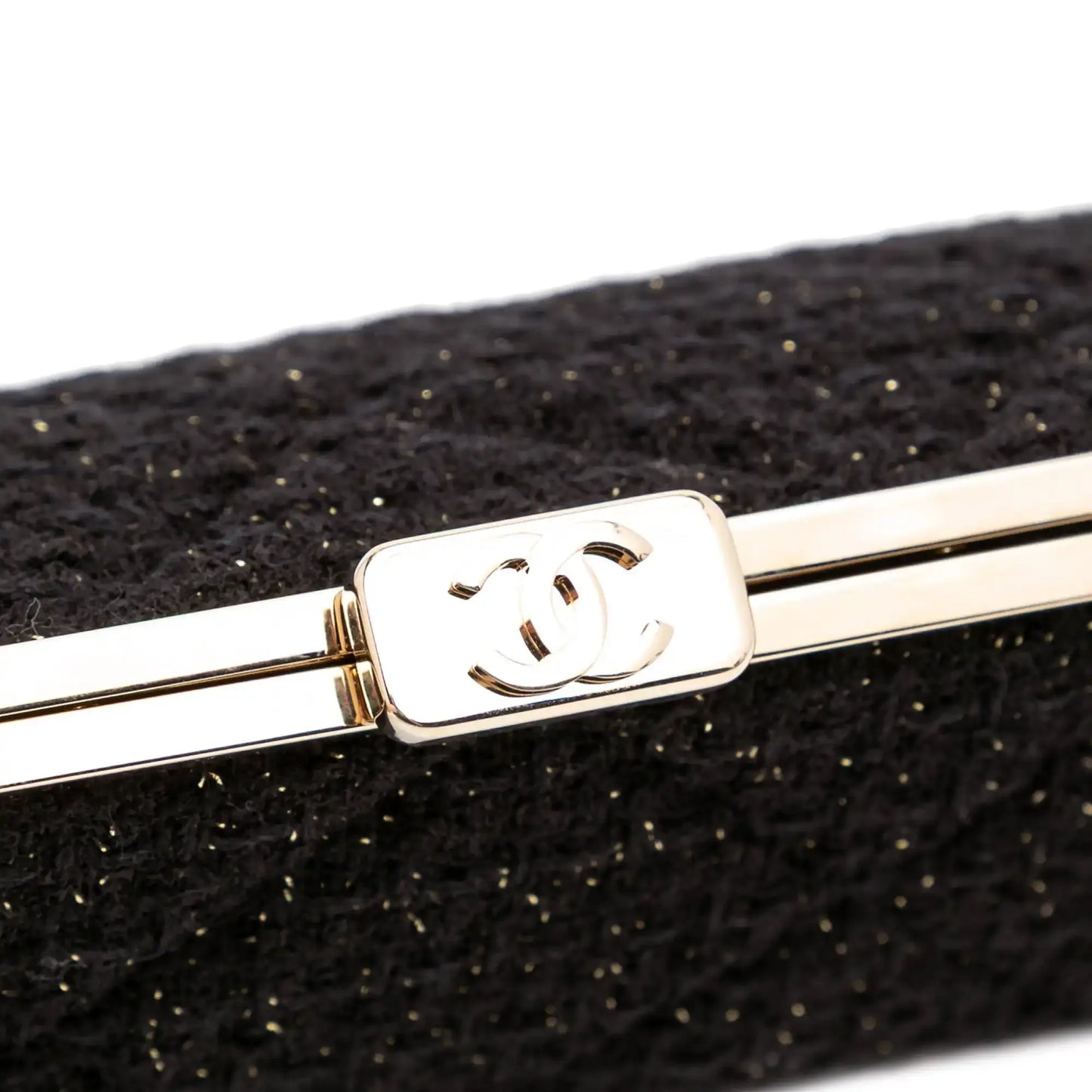 Chanel Quilted Tweed Kisslock Clutch