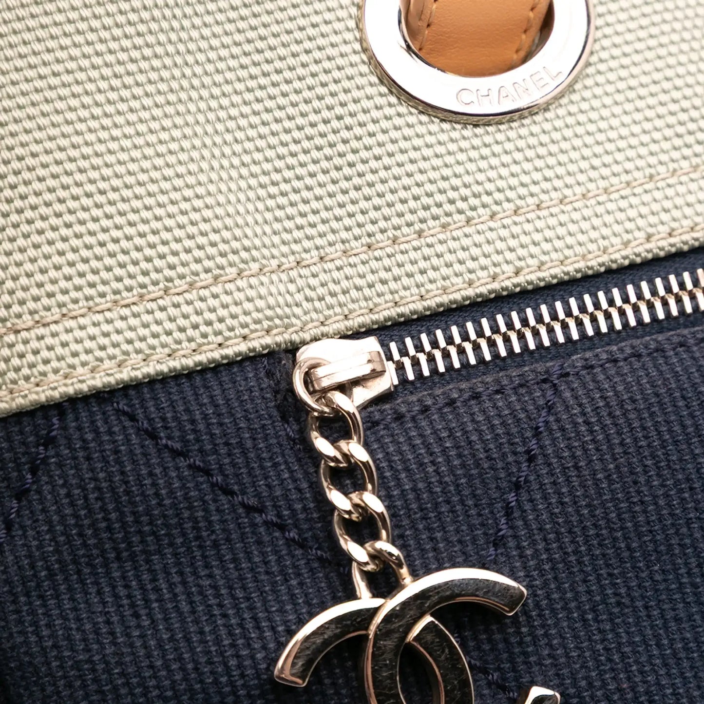 Chanel Large Bicolor Quilted Canvas Paris Biarritz Tote