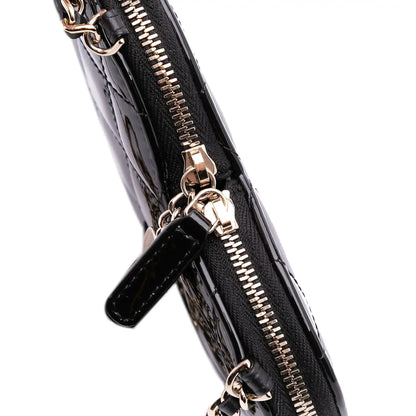 Chanel Quilted Patent Calfskin CC Heart Clutch With Chain