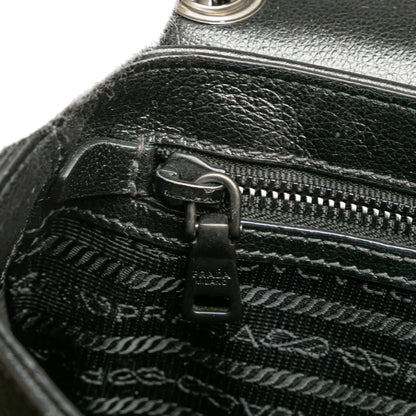 Prada Small Studded Glace Calf Chain Flap