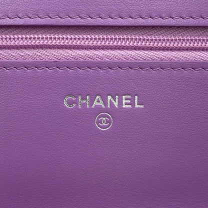Chanel CC Quilted Tweed Rainbow Hardware Wallet on Chain