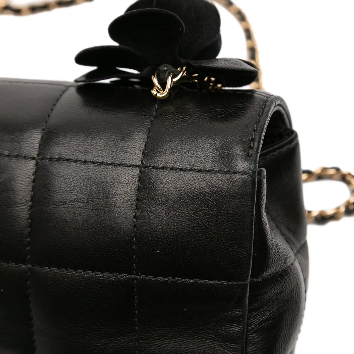 Chanel Mini Lambskin Chocolate Bar Camellia Flap