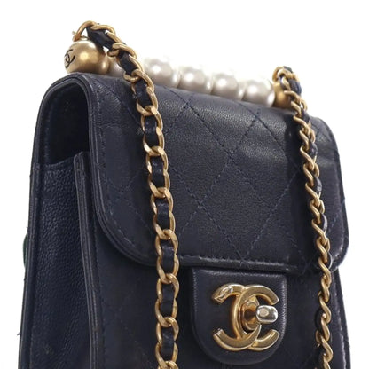 Chanel Mini Goatskin Chic Pearls Clutch On Chain