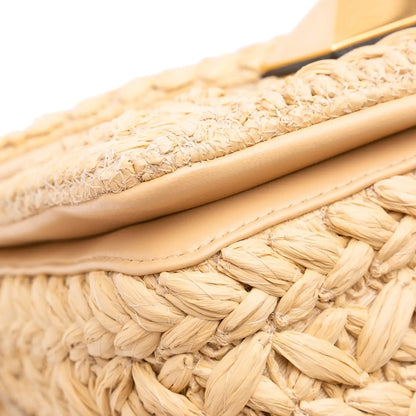 Valentino Small Raffia One Stud Crossbody