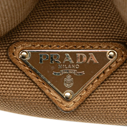 Prada Canvas and Suede Fringed Canapa Handbag
