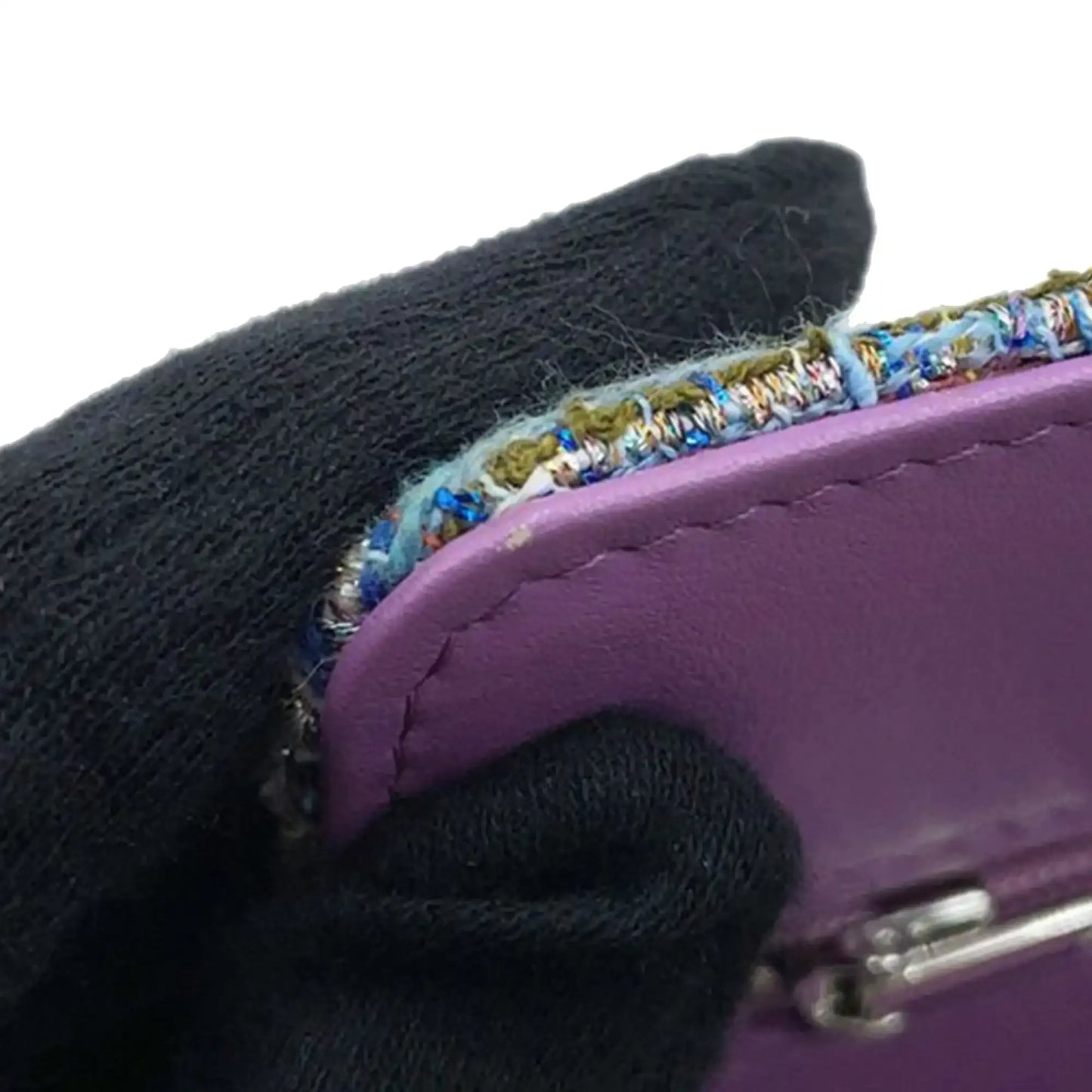 Chanel CC Quilted Tweed Rainbow Hardware Wallet on Chain