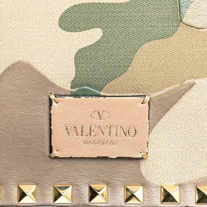 Valentino Canvas and Nappa Camouflage Rockstud Wristlet Clutch
