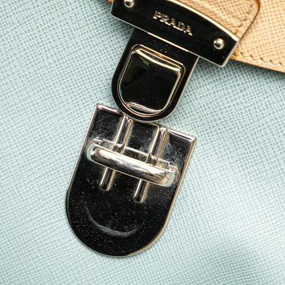 Prada Bicolor Saffiano Envelope Pushlock Clutch