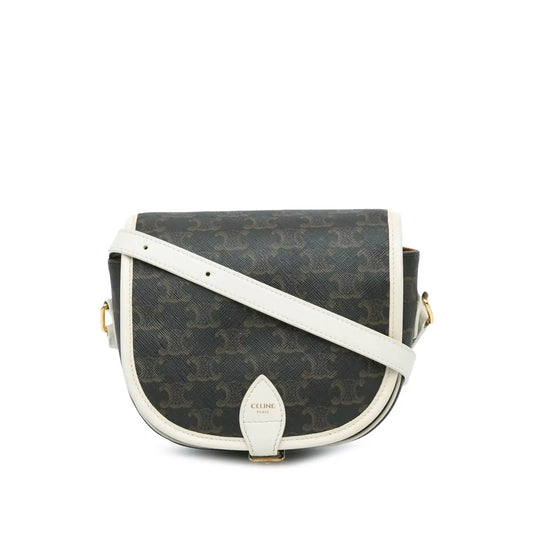 Celine Medium Triomphe Coated Canvas Folco Crossbody