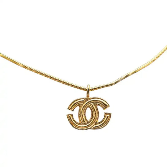 Chanel Gold Plated CC Pendant Necklace