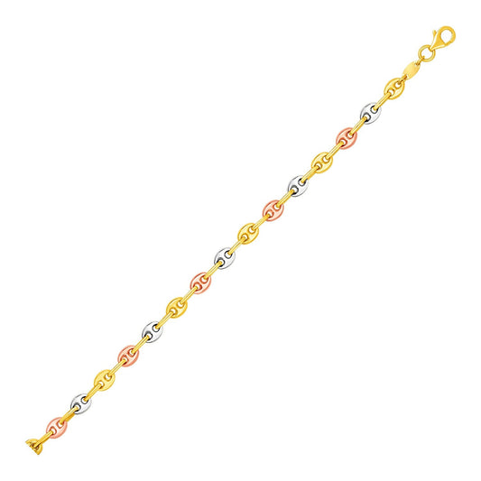 14k Tri Color Gold Mariner Link Bracelet - Alexandria Jewelry & Company Beverly Hills