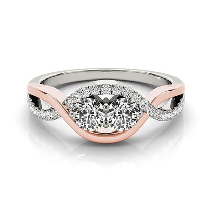 14k White And Rose Gold Infinity Style Two Stone Diamond Ring (5/8 cttw) - Alexandria Jewelry & Company Beverly Hills