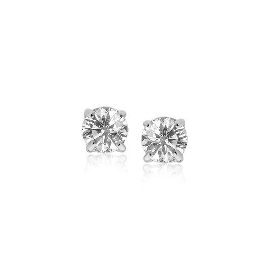 14k White Gold 4mm Faceted White Cubic Zirconia Stud Earrings - Alexandria Jewelry & Company Beverly Hills