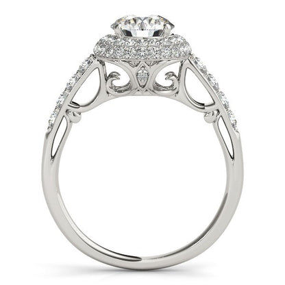 14k White Gold Halo Style Diamond Engagement Pave Shank Ring (1 1/2 cttw) - Alexandria Jewelry & Company Beverly Hills