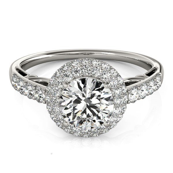 14k White Gold Halo Style Diamond Engagement Pave Shank Ring (1 1/2 cttw) - Alexandria Jewelry & Company Beverly Hills