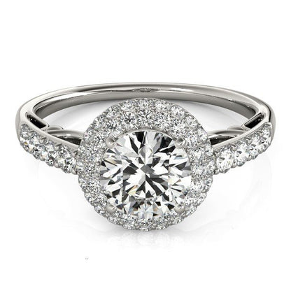 14k White Gold Halo Style Diamond Engagement Pave Shank Ring (1 1/2 cttw) - Alexandria Jewelry & Company Beverly Hills