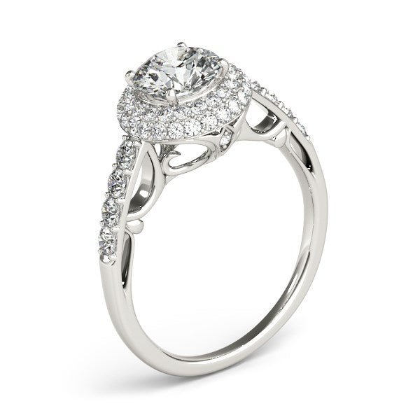 14k White Gold Halo Style Diamond Engagement Pave Shank Ring (1 1/2 cttw) - Alexandria Jewelry & Company Beverly Hills