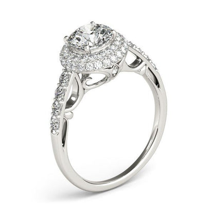 14k White Gold Halo Style Diamond Engagement Pave Shank Ring (1 1/2 cttw) - Alexandria Jewelry & Company Beverly Hills