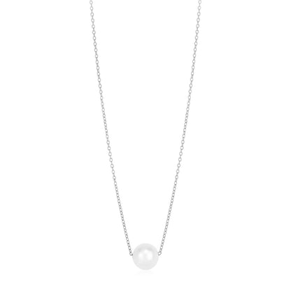14k White Gold Pearl Solitaire Necklace - Alexandria Jewelry & Company Beverly Hills